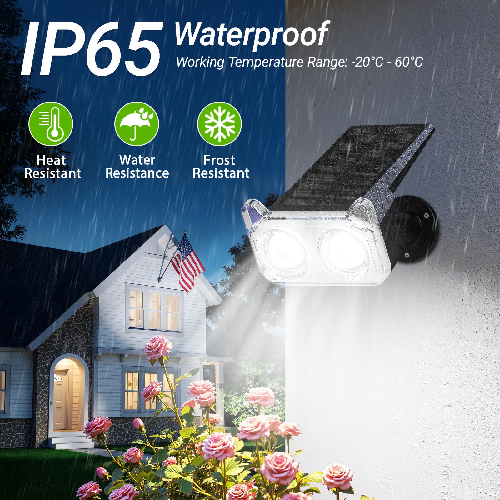 LETMY solar spotlights ground and wall mount for flexible setup