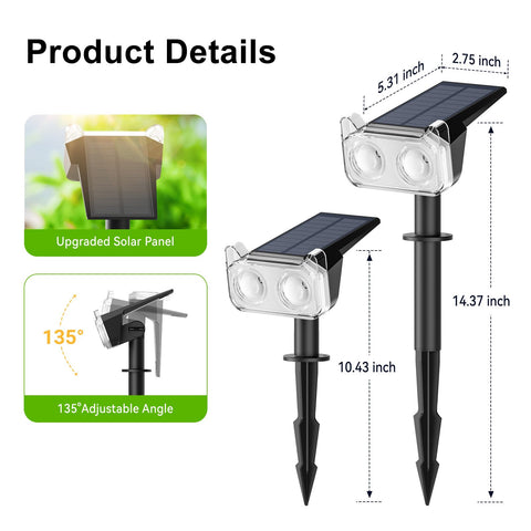 LETMY solar spotlights runtime up to 12h high, 20h low