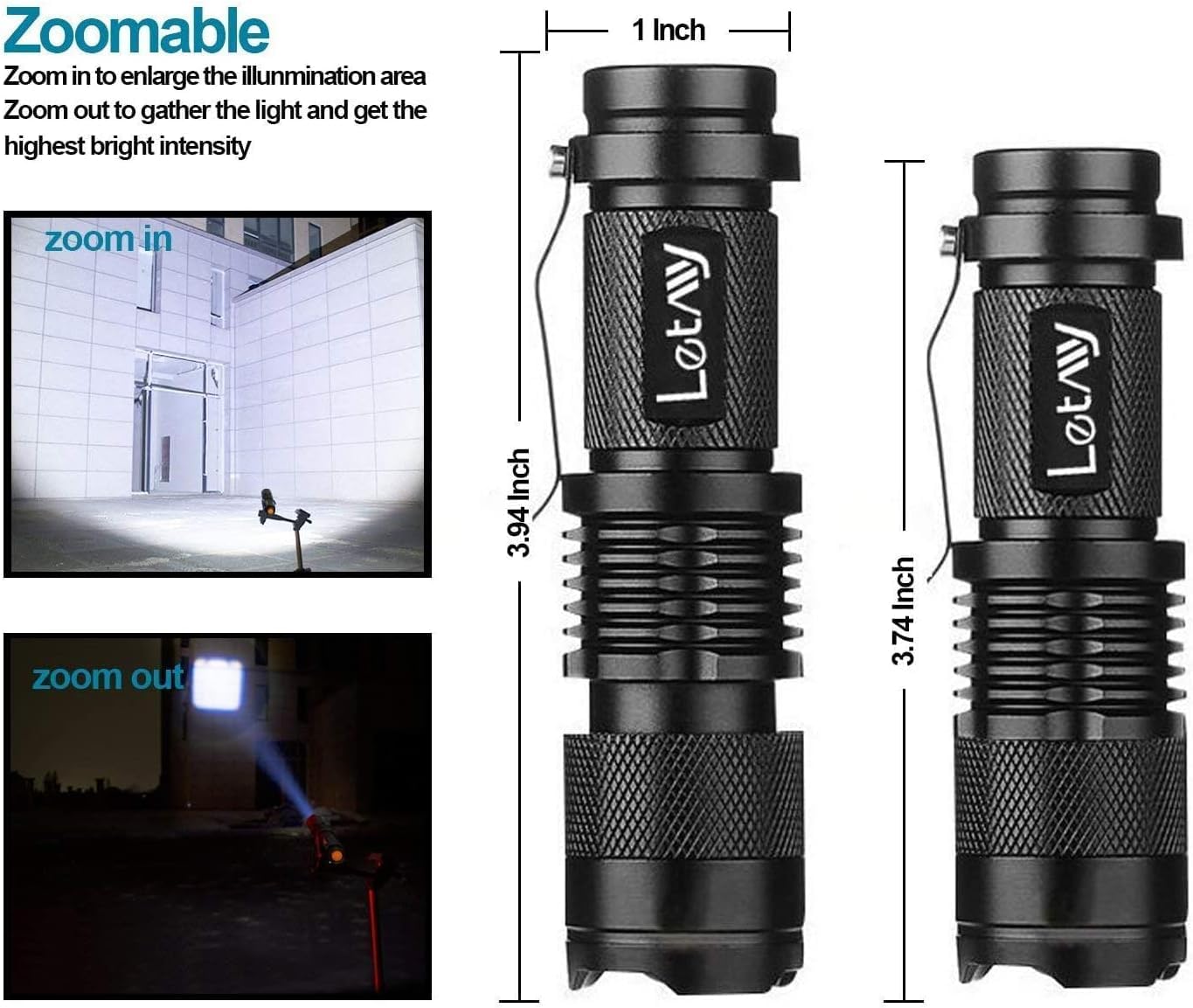 LETMY Tactical Flashlight shows long-range beam up to 600 feet.