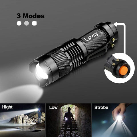 LETMY Tactical Flashlight with zoomable focus for adjustable distance.