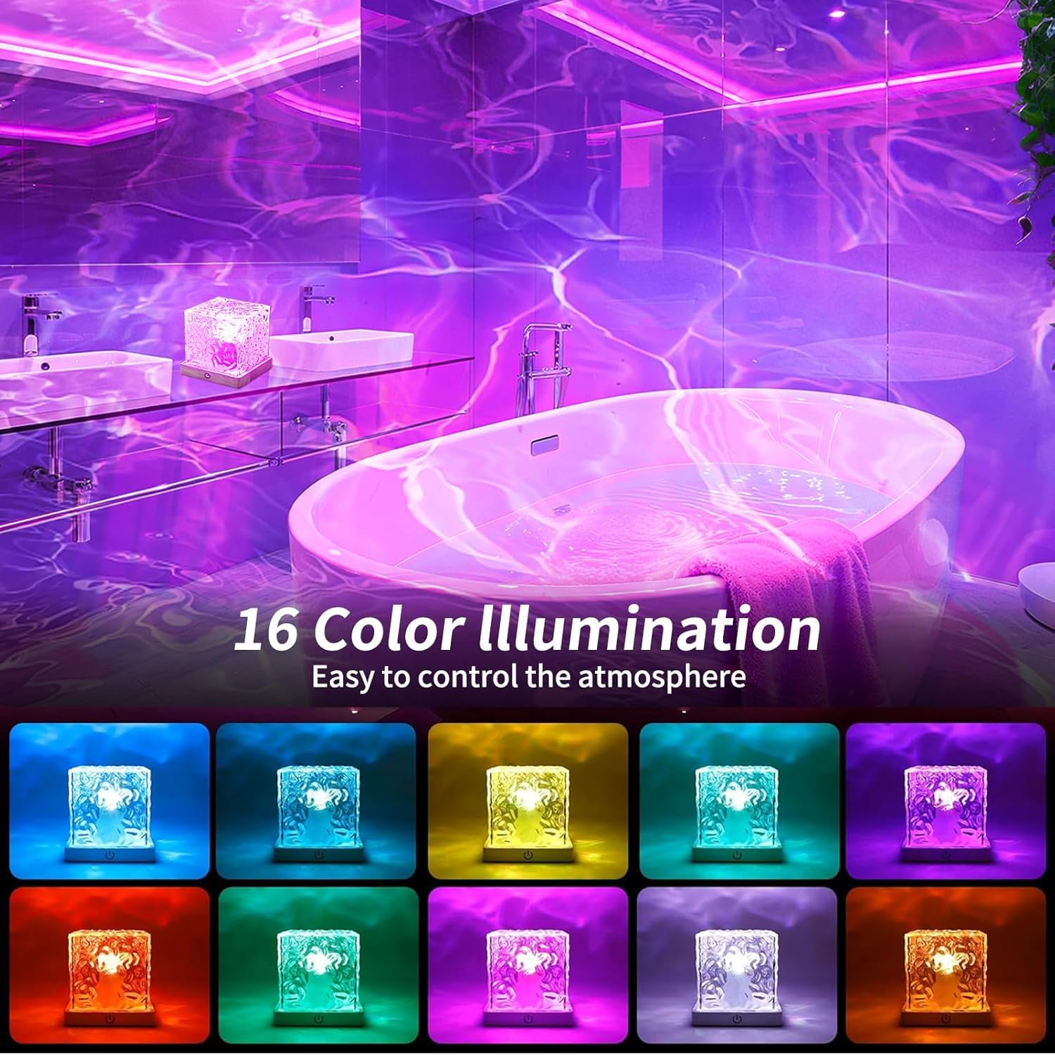LETOUR dimmable 16-color spectrum lets you set energizing or calming moods.