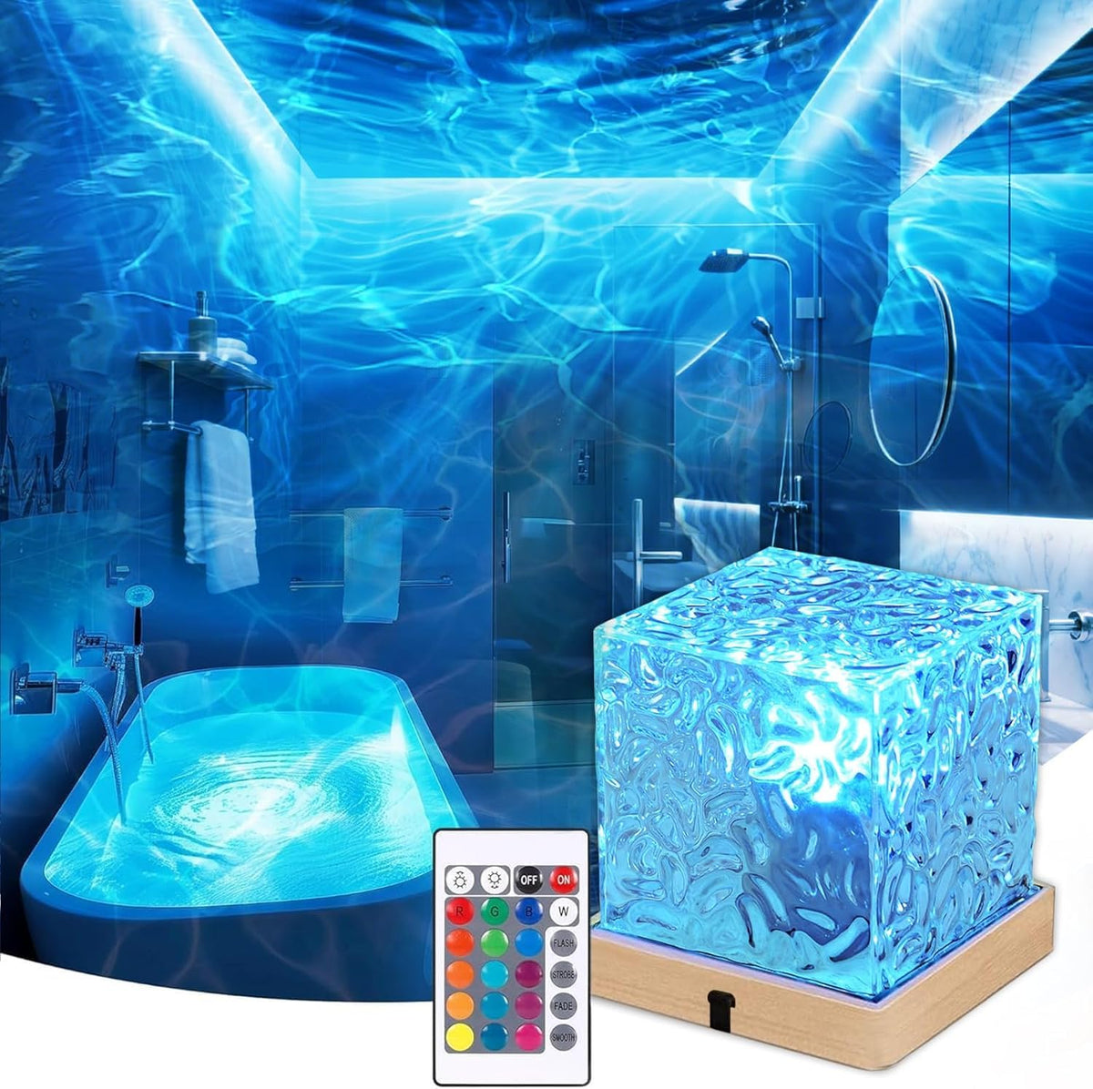 LETOUR bathroom mood light with ocean wave projection enhances bath ambiance.