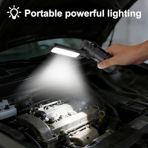 LETour magnetic base clings to metal surfaces for stable lighting during repairs