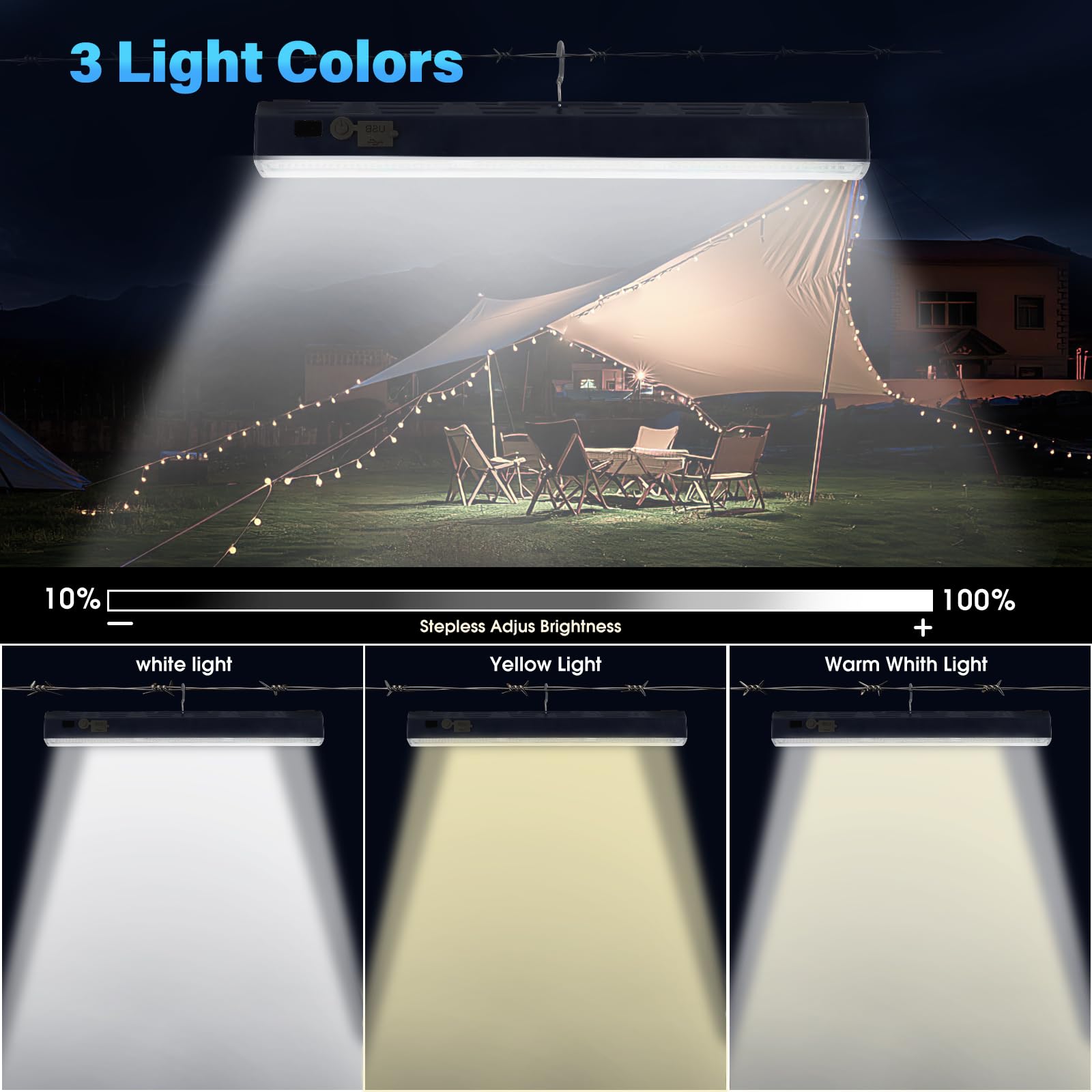 Letour Magnetic Light Bar battery display shows remaining power at a glance.