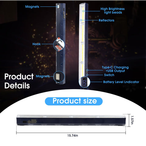 LETour Magnetic Light Bar brightness-adjustable with 7500mAh battery for long runtime.
