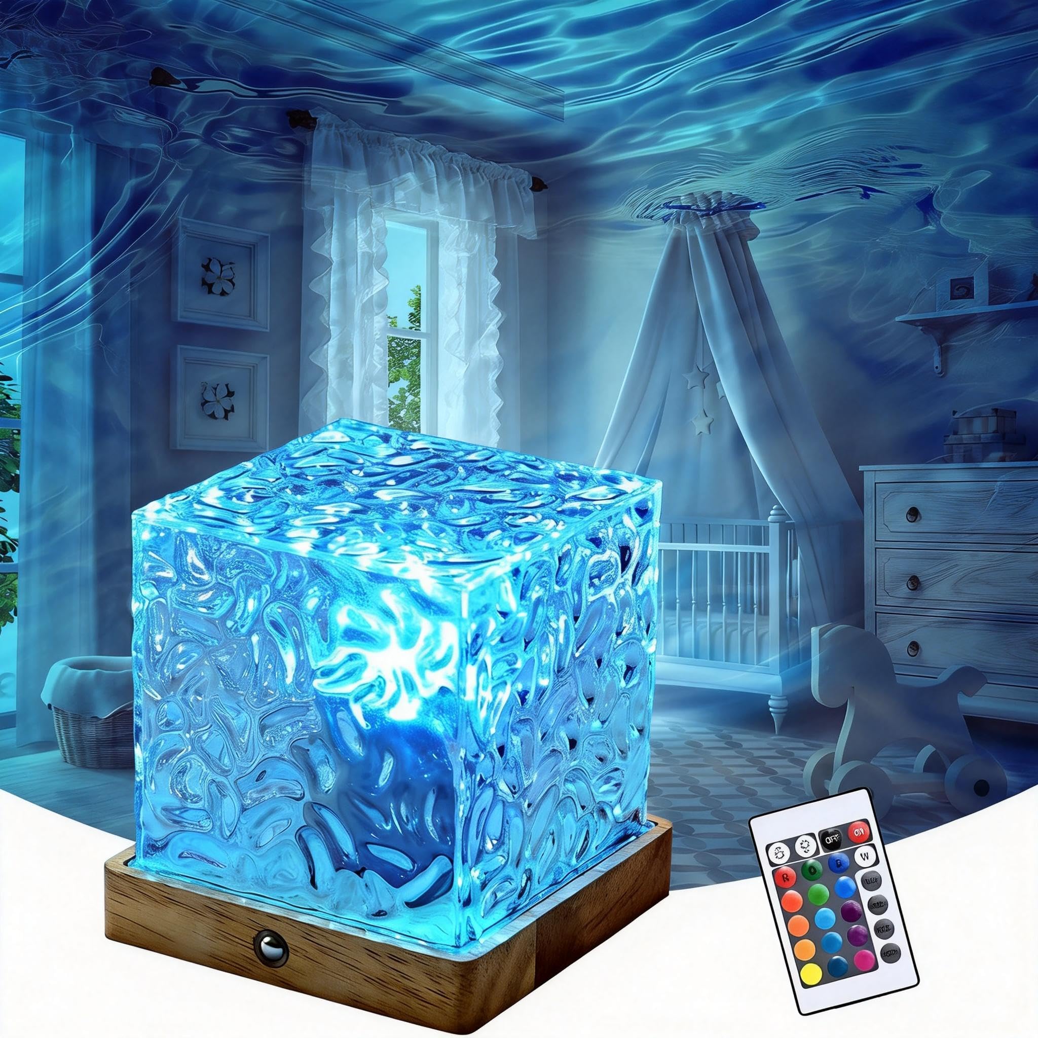 LETOUR Northern Lights Lamp cube projector casts vibrant colors on walls for bedtime