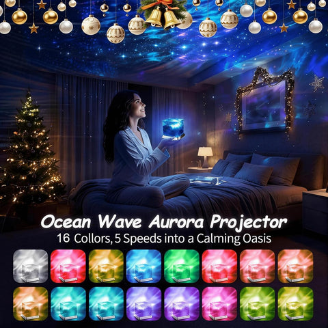 LETOUR Ocean Wave Projector Light showing 16 colors for bedtime ambiance