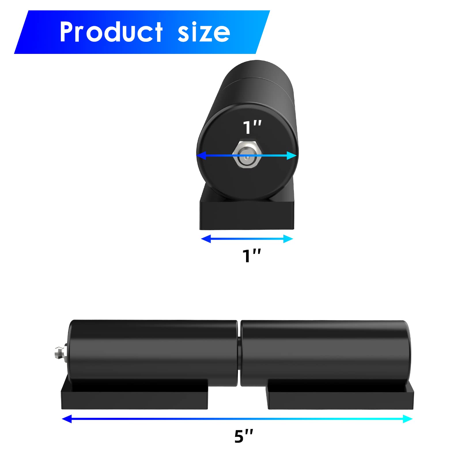Letowe heavy-duty gate hinges 5-inch side view muestra placa trasera gruesa para instalación soldada segura