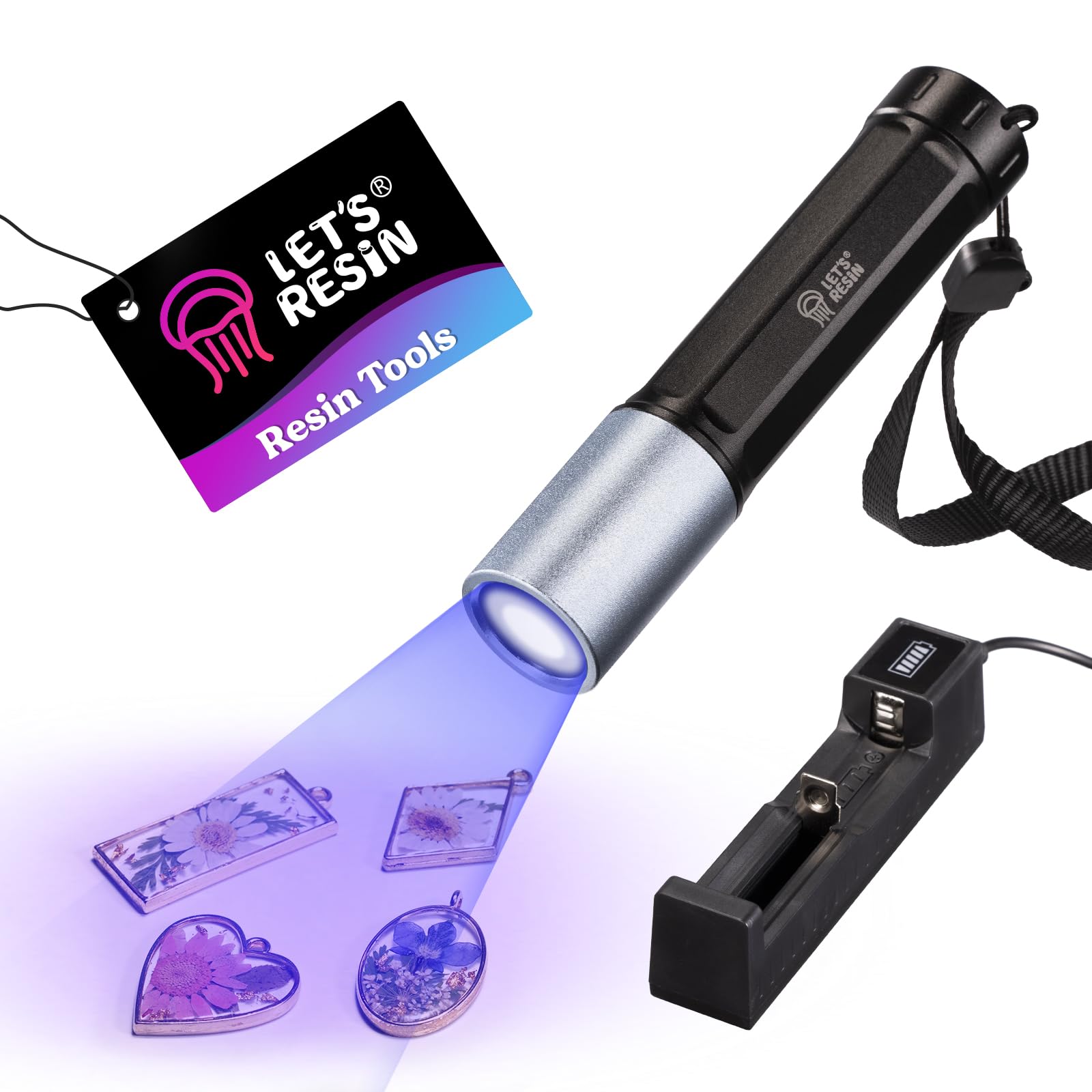 LET'S RESIN UV light demonstrates fast cure speed for small resin pieces.