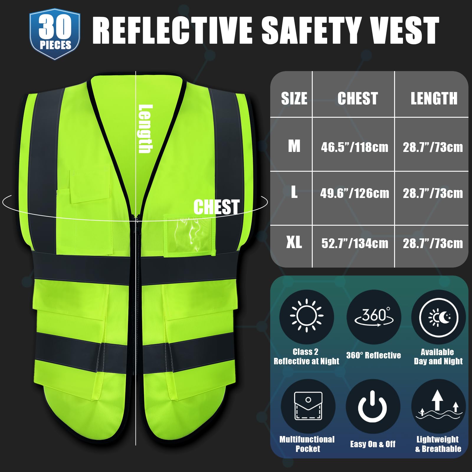 Leumoi safety vest back view showing reflective strips for all-around visibility
