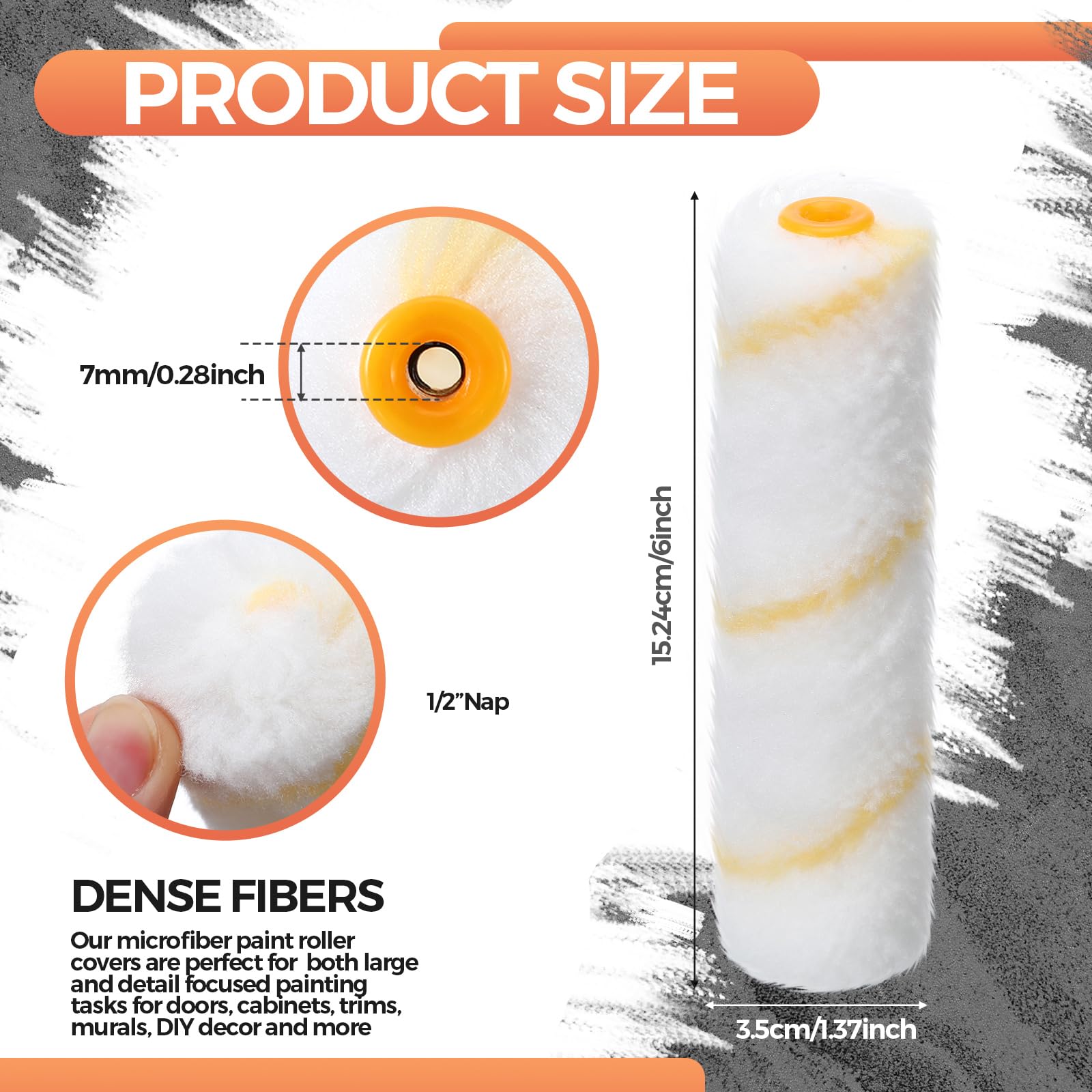 Leumoi 6-inch mini roller refill with dense fibers for efficient paint pickup.
