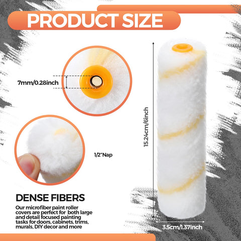 Leumoi 6-inch mini roller refill with dense fibers for efficient paint pickup.