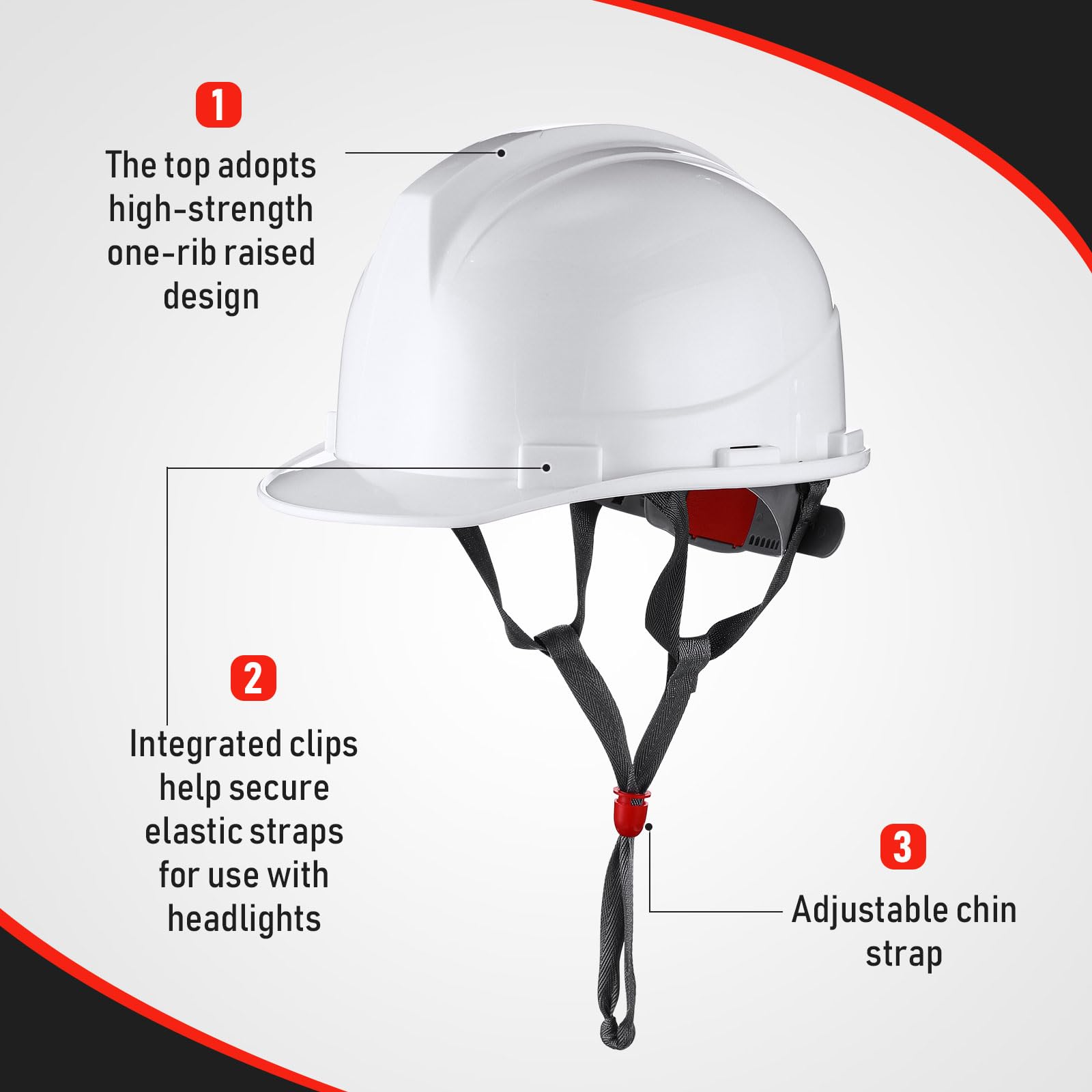 Leumoi white hard hat top view showcasing low profile for maneuverability