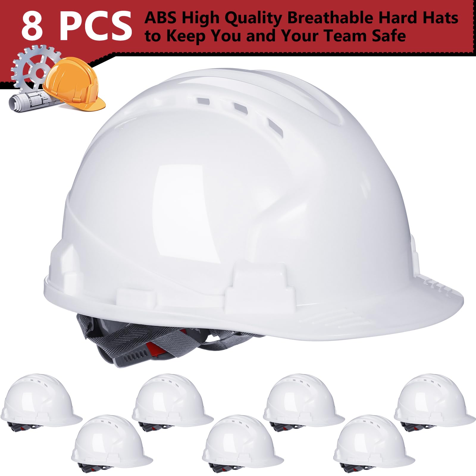 Leumoi vented ABS hard hat with cotton brow pad keeps you cooler during long shifts.