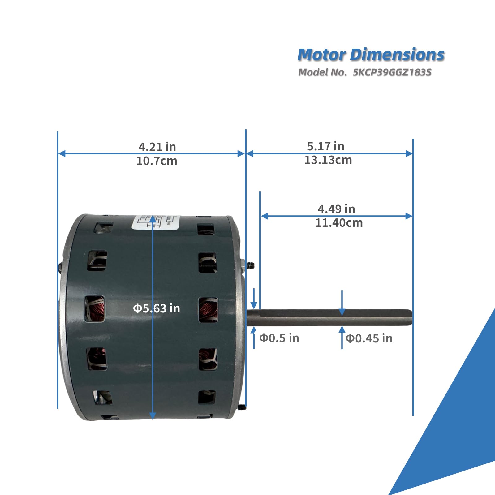 LEUNGOO blower motor CW rotation aligns with shaft end
