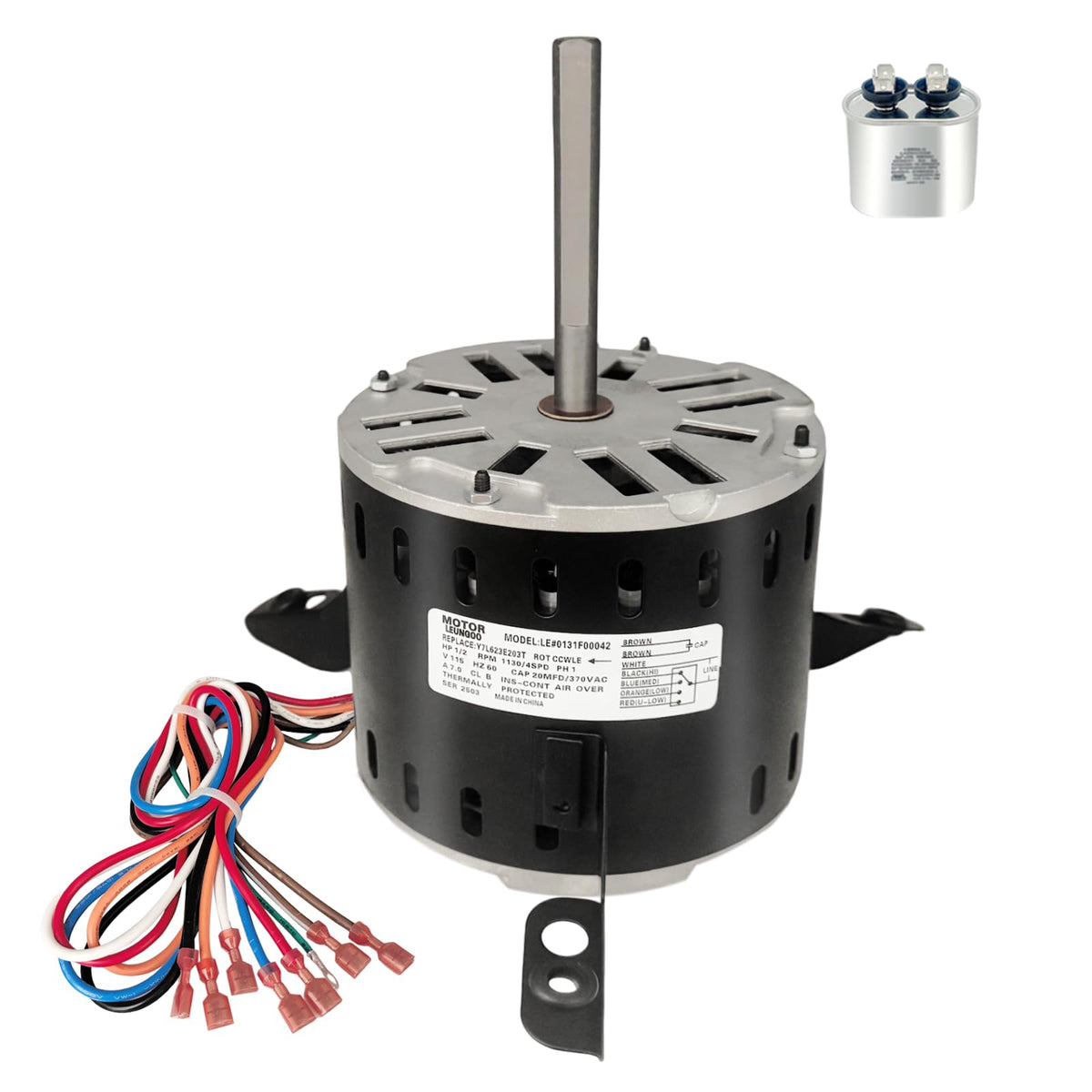 LEUNGOO blower motor front view ready for quick replacement in furnaces
