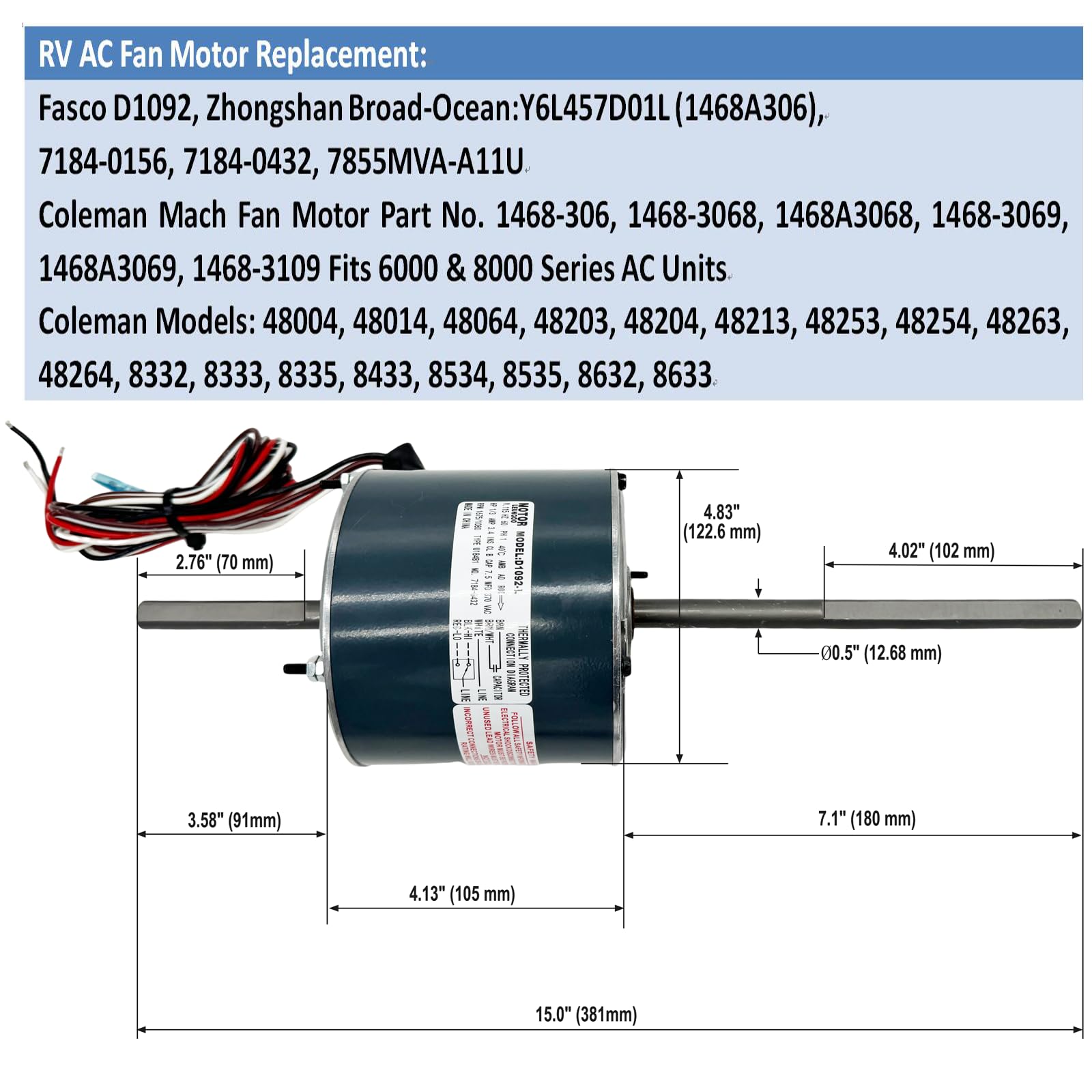 LEUNGOO motor compatible with Broad-Ocean Y6L457D01L models.