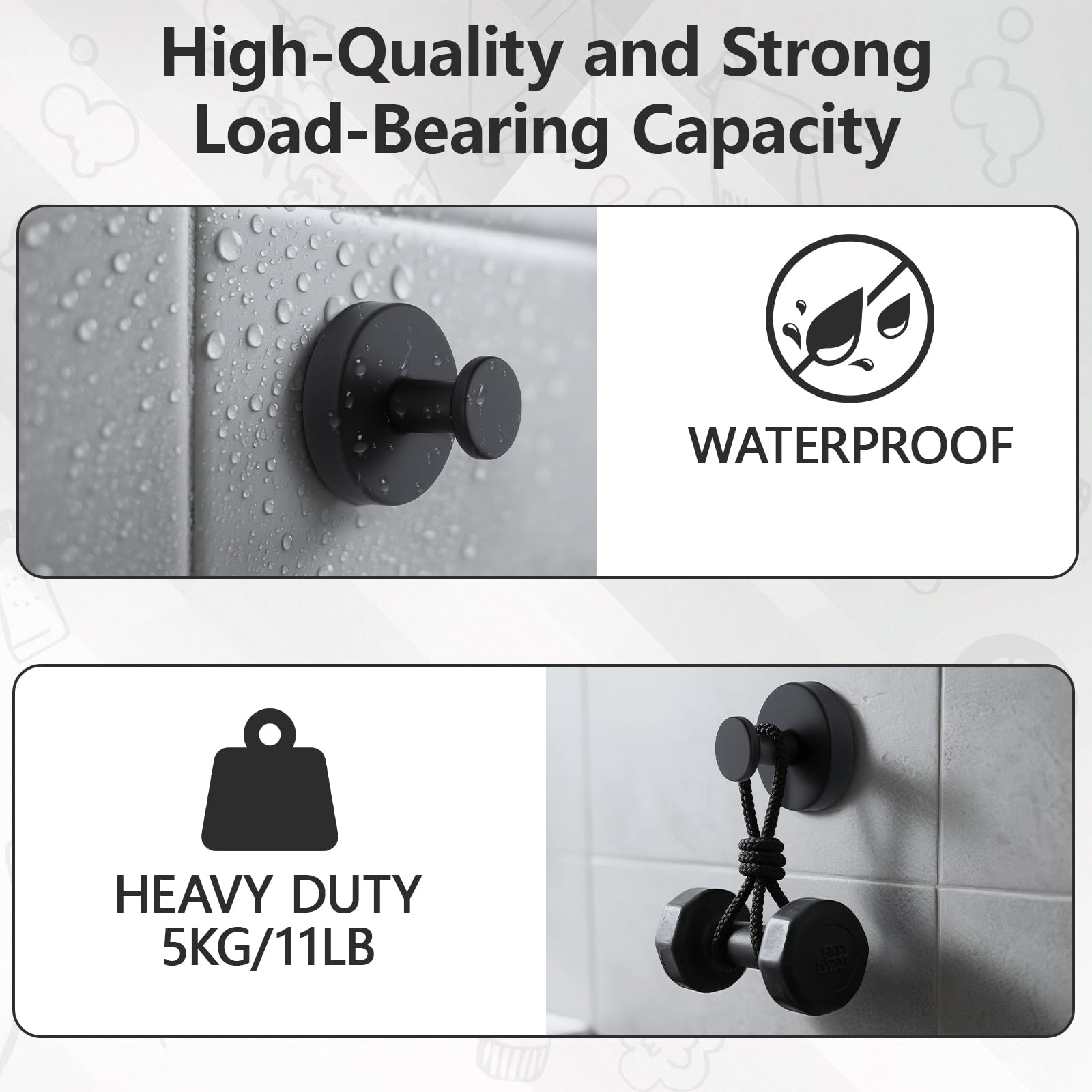 levateeta matte black hooks mounted on mirror enhance daily bathroom organization