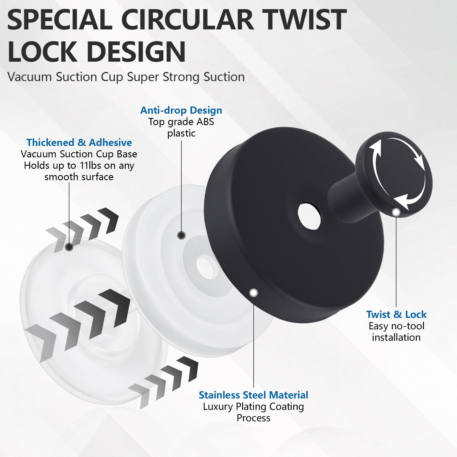 levateeta suction cup hooks on tile surface providing secure hold up to eleven pounds
