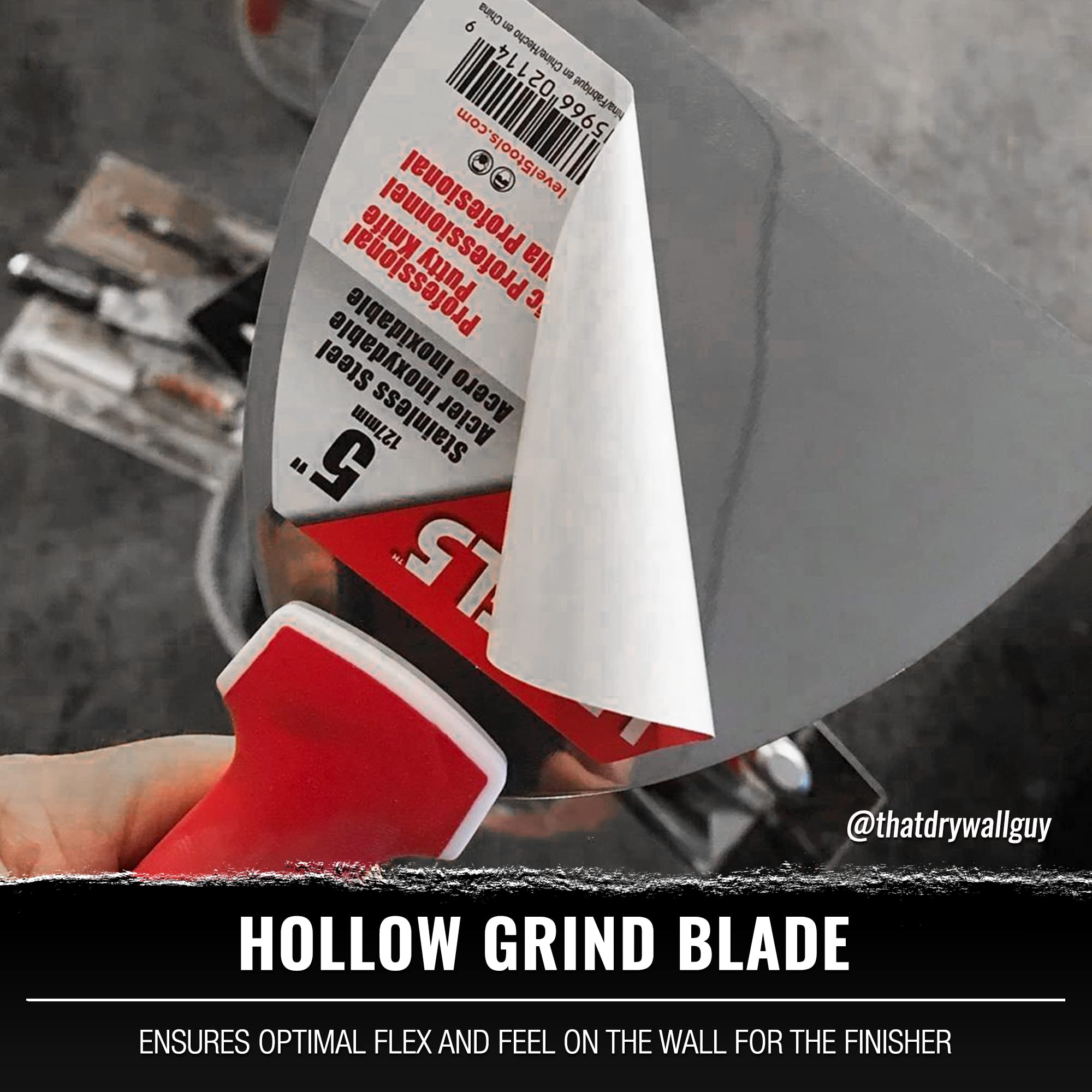 LEVEL5 drywall joint knife hammer end aids quick nail setting.