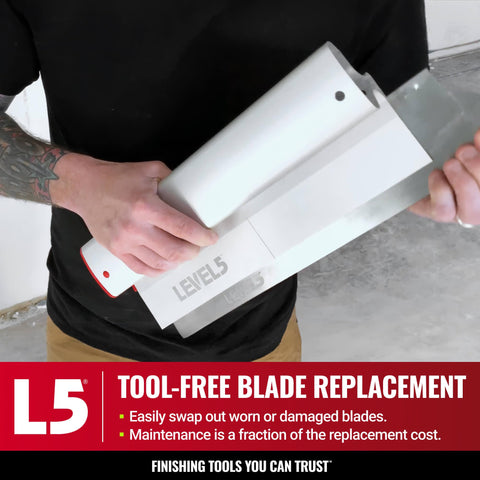 LEVEL5 ergonomic aluminum profile reduces fatigue during extended smoothing sessions.