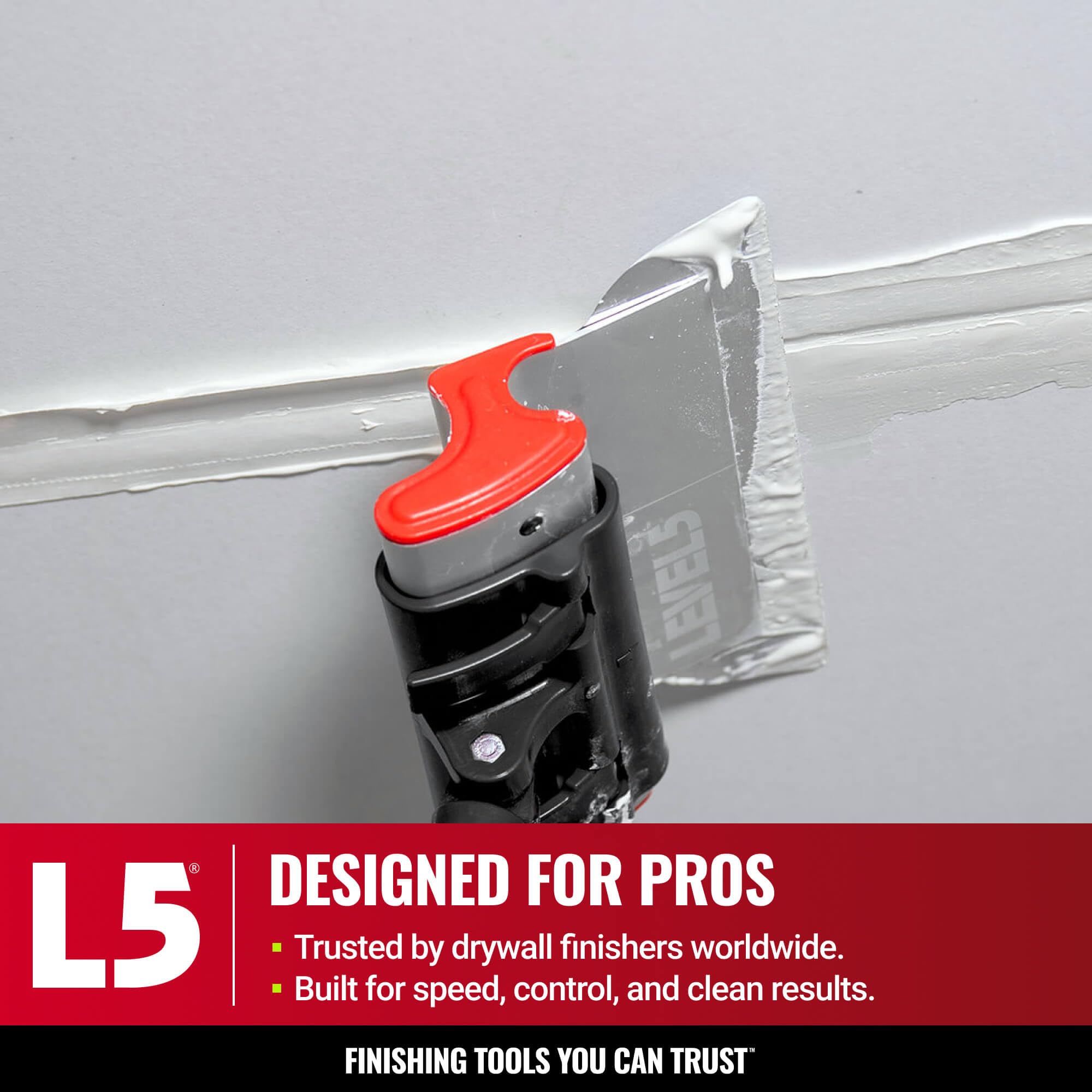 LEVEL5 kit-ready skimming blade shown in durable storage setup.