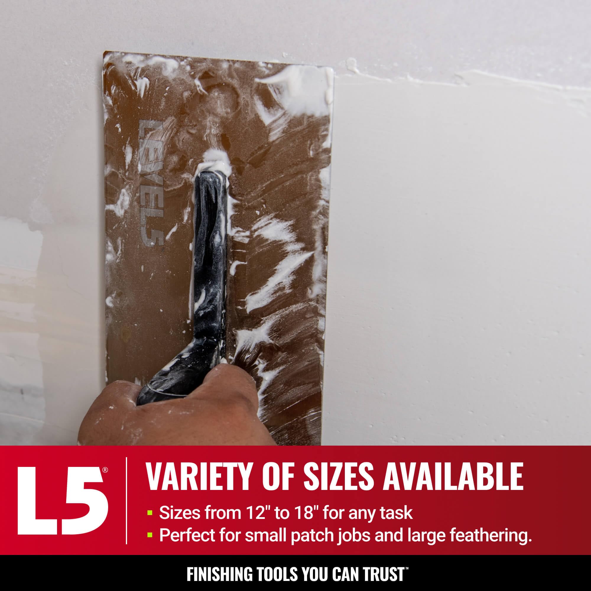 LEVEL5 trowel in action smoothing joint compound on wallboard