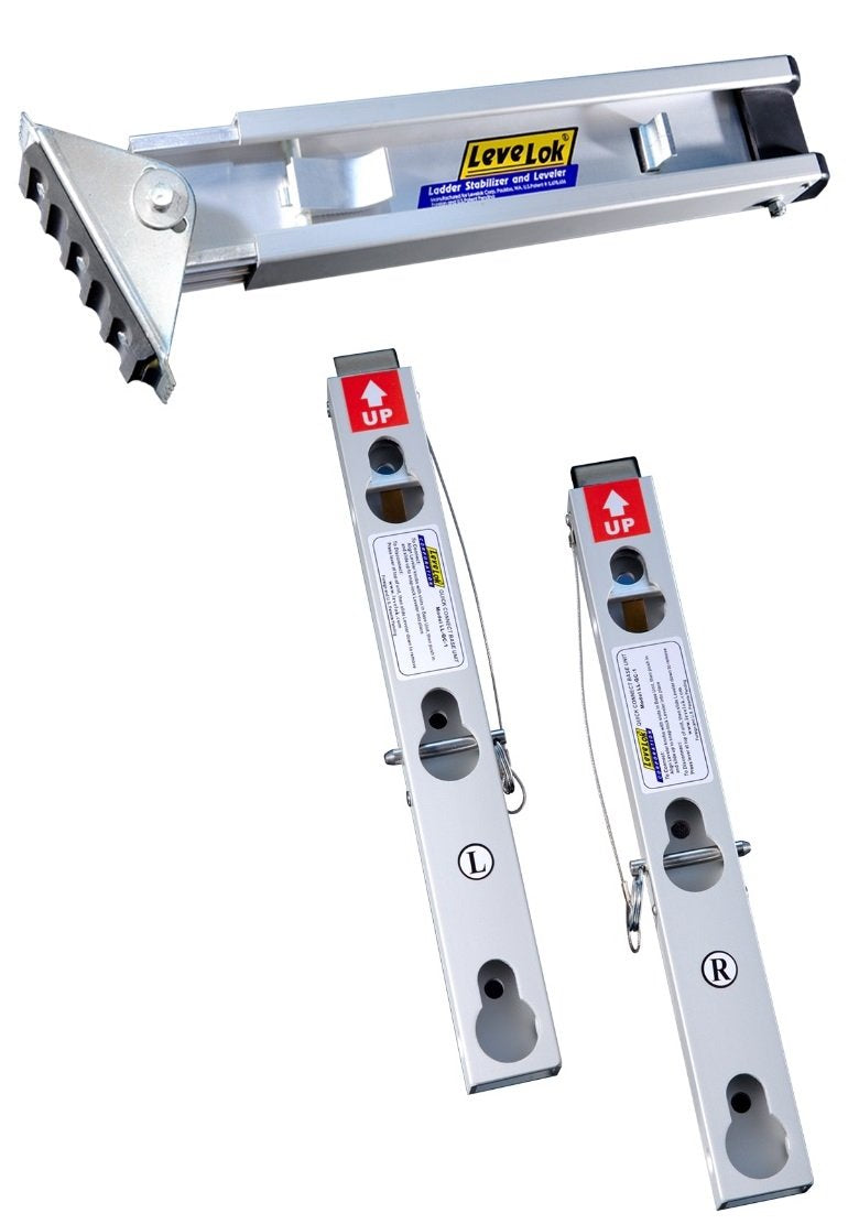 Levelok ladder leveler stabilizer kit on a ladder for stable footing