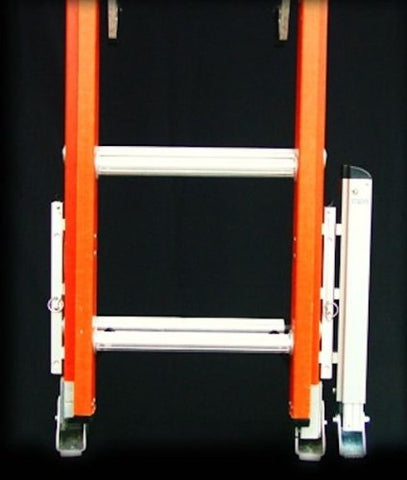 Levelok compatible with aluminum, fiberglass, and wood ladders
