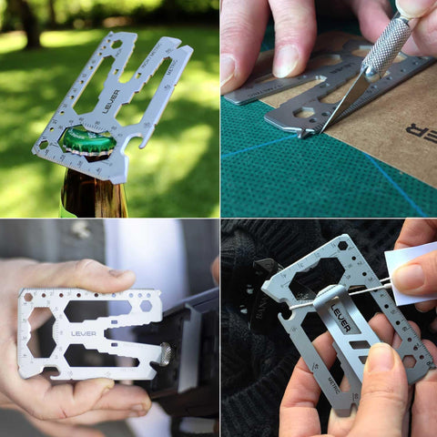 Lever Gear Toolcard Pro prybar and cord cutter for quick tasks.