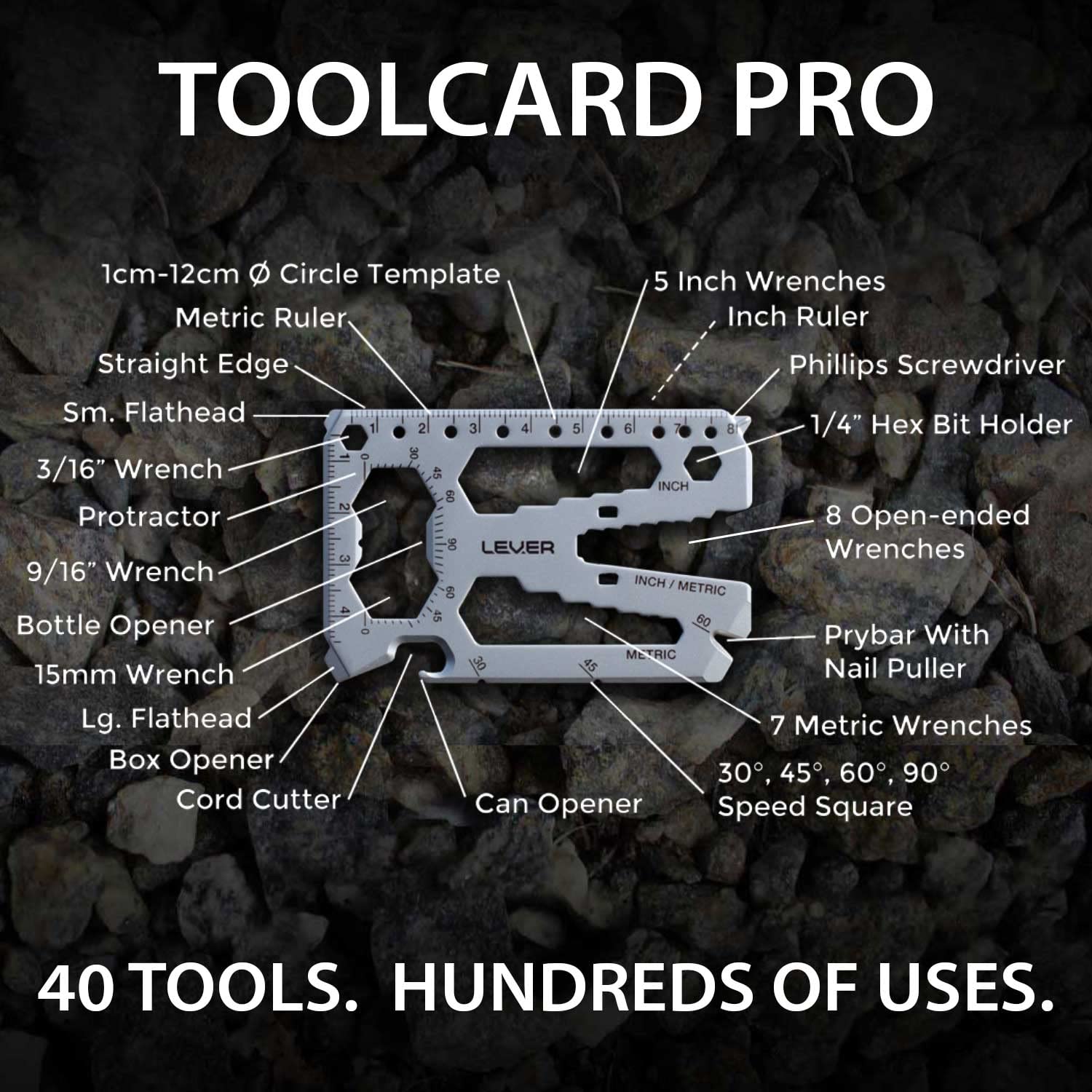 Lever Gear Toolcard Pro slim profile fits wallets for everyday carry.