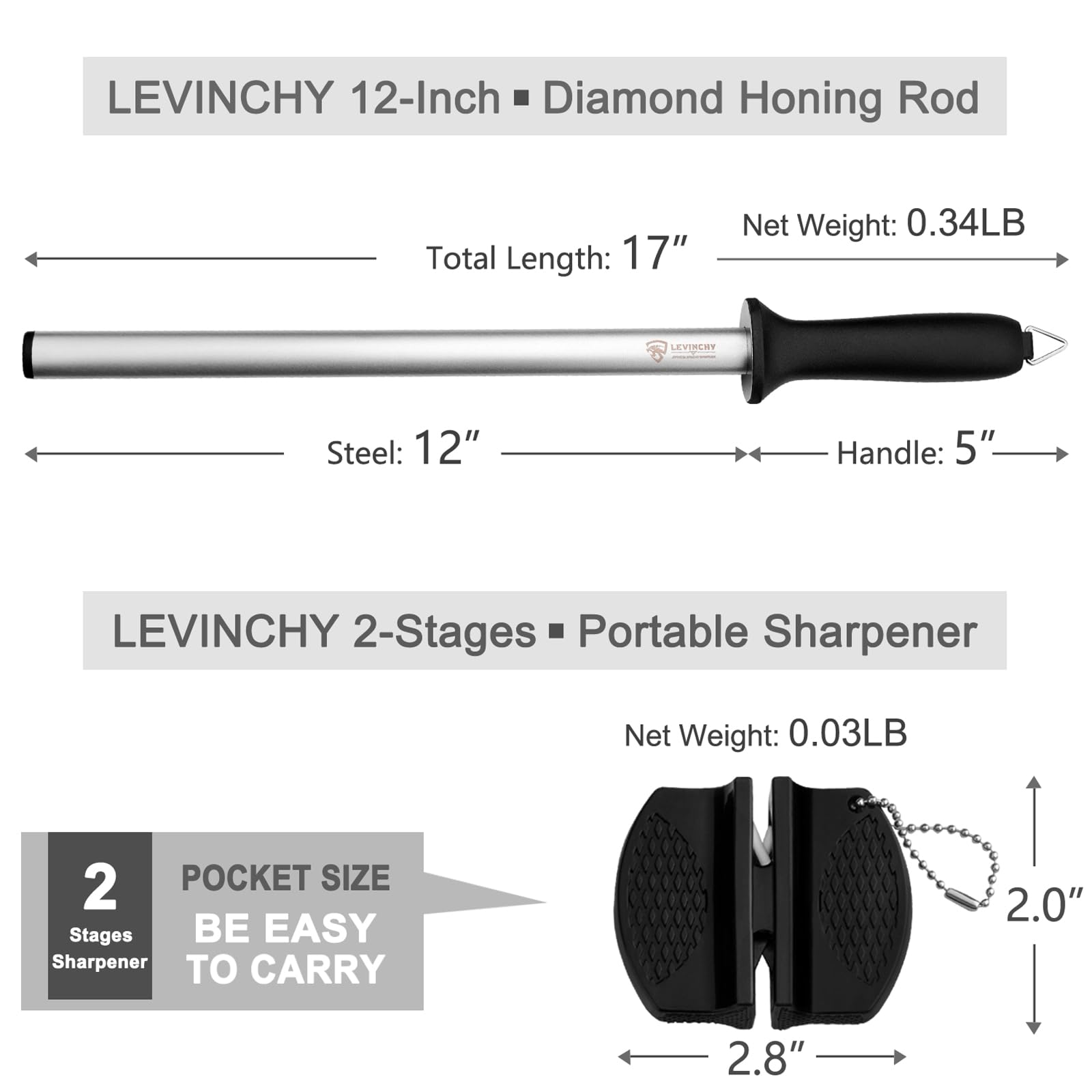 Levinchy ergonomic handle aids safe sharpening sessions with steady grip.