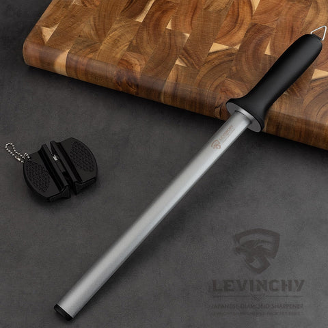 Levinchy 12in tool sharpens diverse knives with consistent results.
