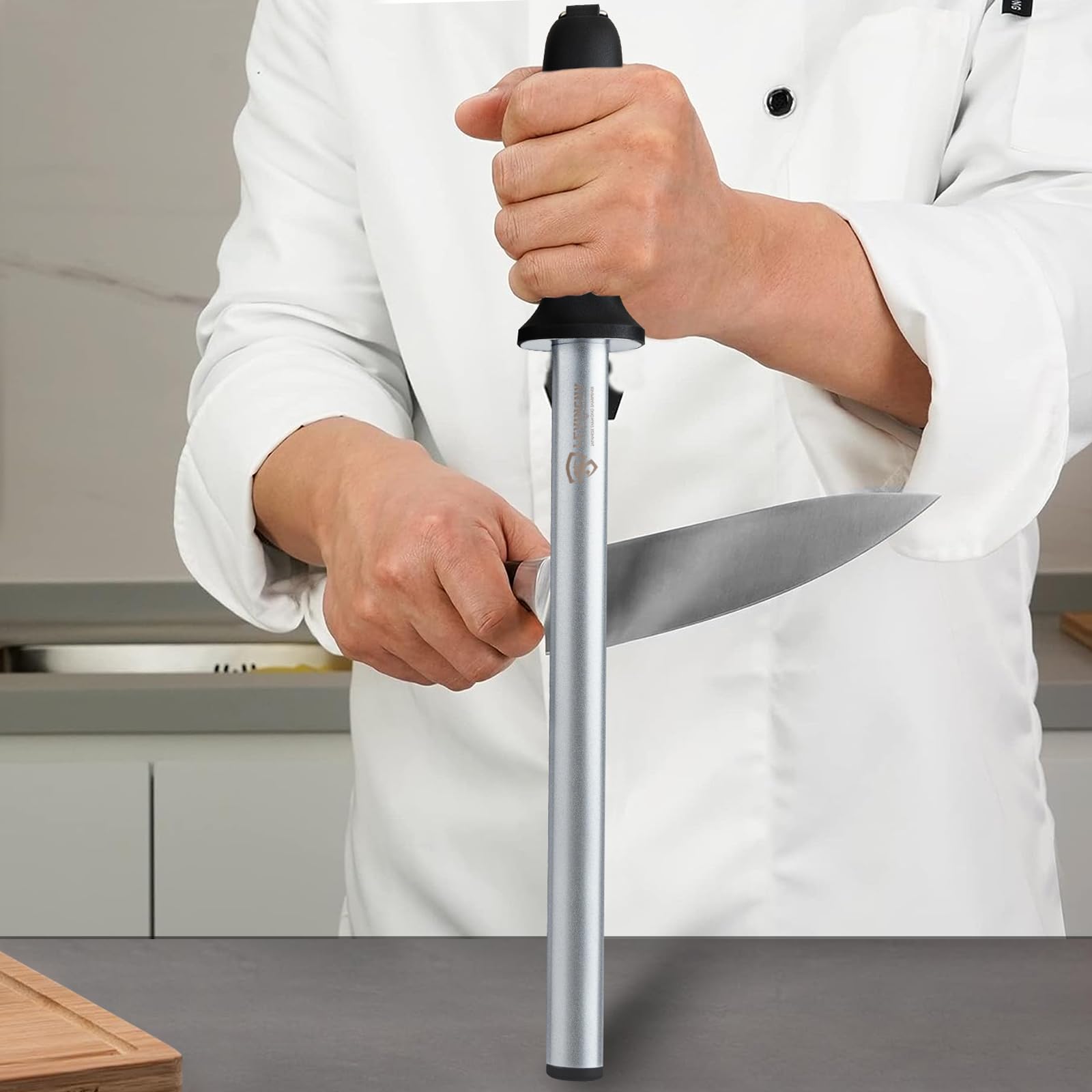 Levinchy safety shield protects fingers during blade maintenance.