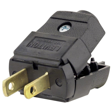 Leviton 101-EP polarized non-grounding plug in black for residential outlets and replacements.