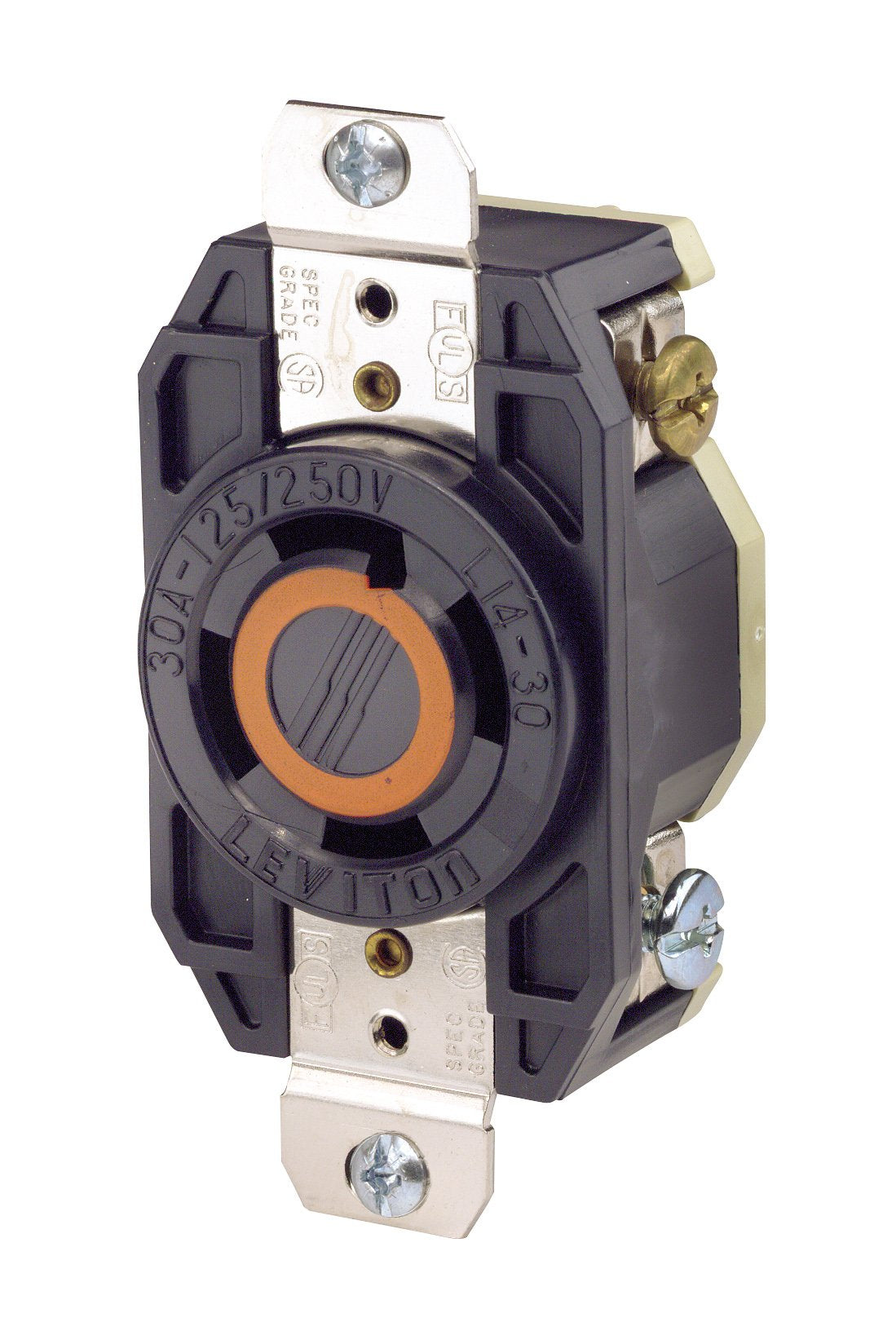 Leviton 2710 flush-mount locking receptacle with grounding for heavy-duty use