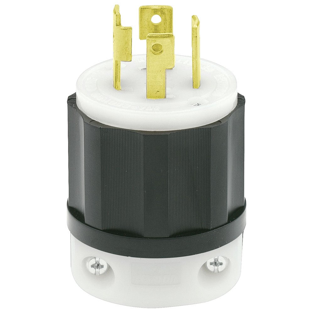 Leviton 2721 front view locking plug highlighting rugged nylon body for industrial use