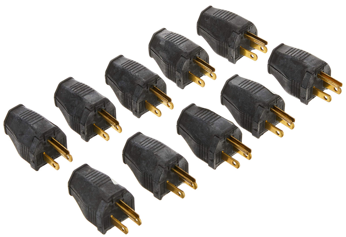Leviton 3W101-E grounding plug in black for quick, secure wiring.