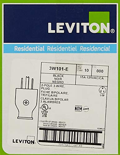 Leviton grounding plug brass blades and connectors for high conductivity.