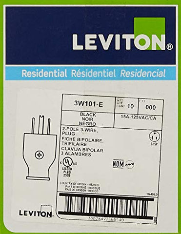 Leviton grounding plug brass blades and connectors for high conductivity.