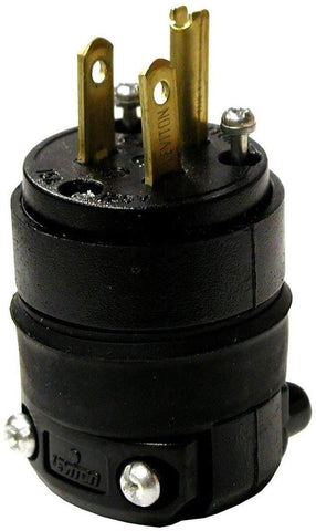 Leviton 515PR rubber-back grounding plug design enhances grip for easy plug-in and removal.