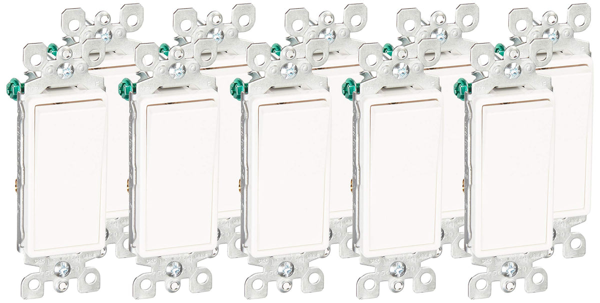 Leviton 56032W decor a rocker switch front view shows clean lines and wall-ready design.