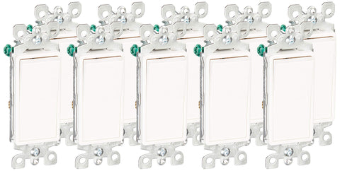 Leviton 56032W decor a rocker switch front view shows clean lines and wall-ready design.