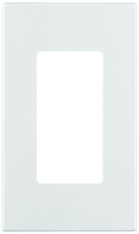Leviton Decora Plus wallplate close-up highlighting durable white finish and easy mounting.
