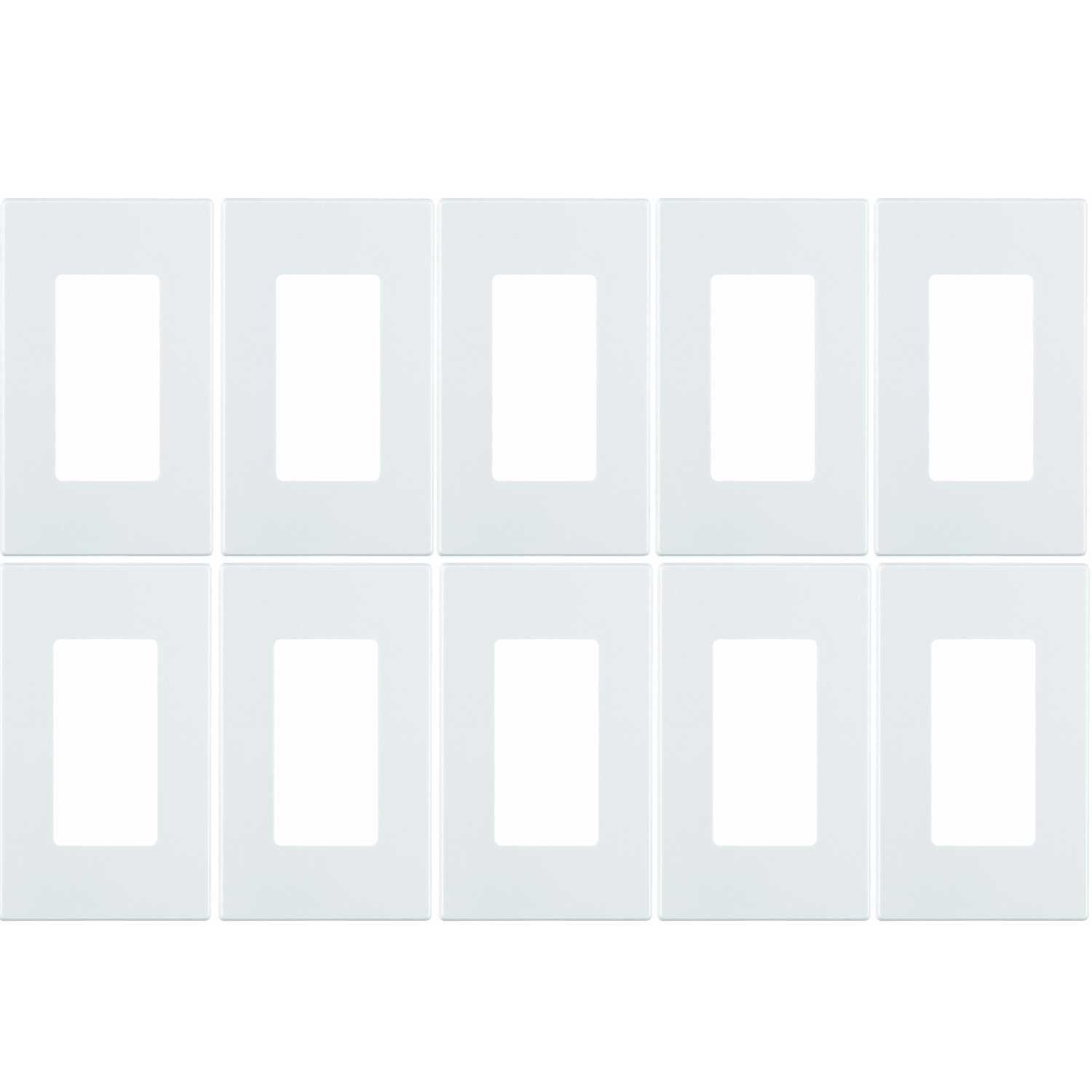 Leviton 80301-SW wallplate close-up showing screwless snap-on design for a clean installation.