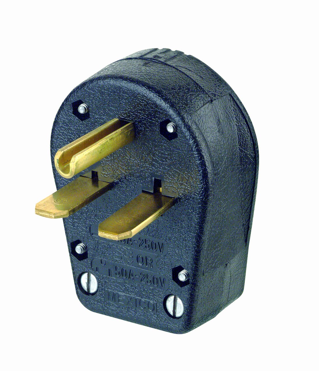 Leviton 931 angle plug with grounding in black for reliable 30/50A power connections
