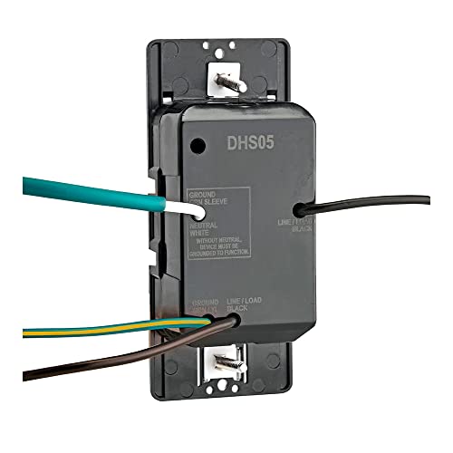 Leviton DHS05-1LW humidity sensor switch back panel showing wiring connections