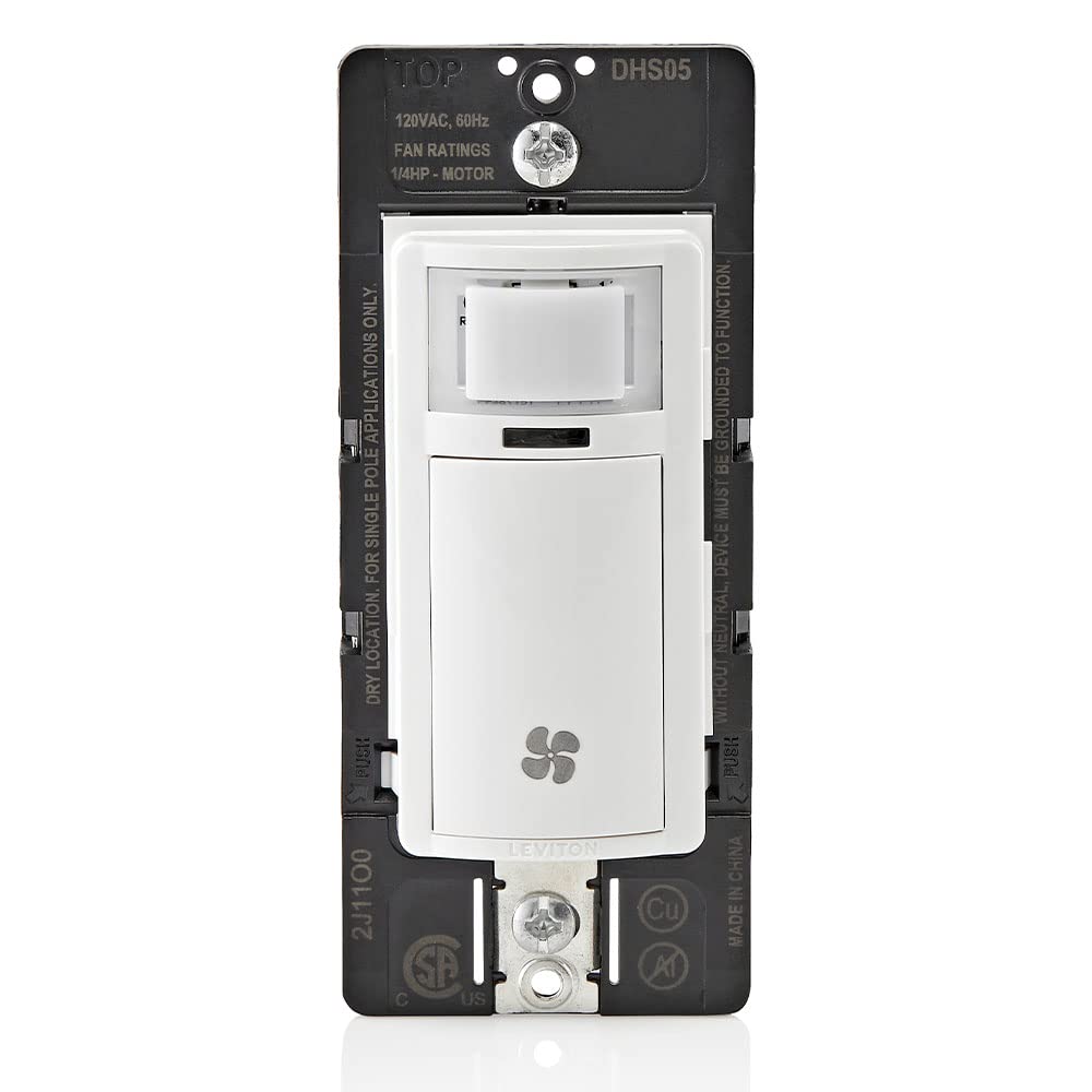 Leviton DHS05-1LW humidity sensor switch front view improving bathroom ventilation