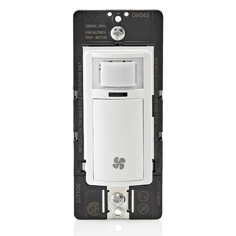 Leviton DHS05-1LW humidity sensor switch front view improving bathroom ventilation