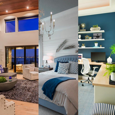 Leviton dimmer in white finish complements modern lamps and rooms